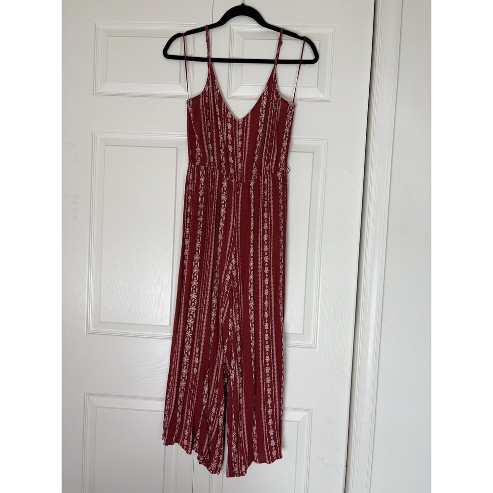 Mi Ami Women's Romper Size M Red and White Long Length Bottom String Straps